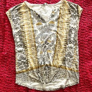 LUCKY brand yellow and gray top